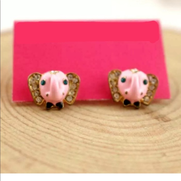 Cute Pink Small Elephant Head Earrings - Picture 4 of 4